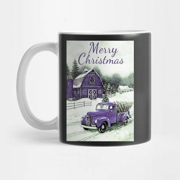 Purple vintage car movie style Merry Christmas by LukjanovArt